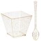 200 Pack Gold Glitter Square Dessert Cups with Spoons, 100 Disposable Mini Dessert Shooter Cups with 100 Spoons for Party Events, Appetizers, Tasting Party, Snacks, Parfait (2 oz)